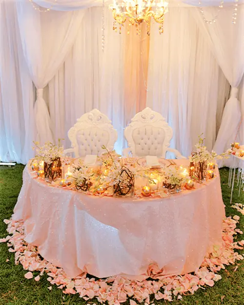 half moon banquet table