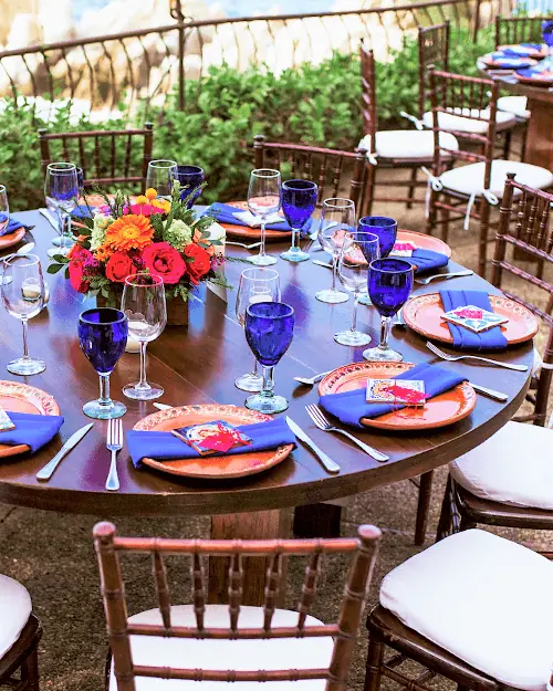 round rustic banquet table